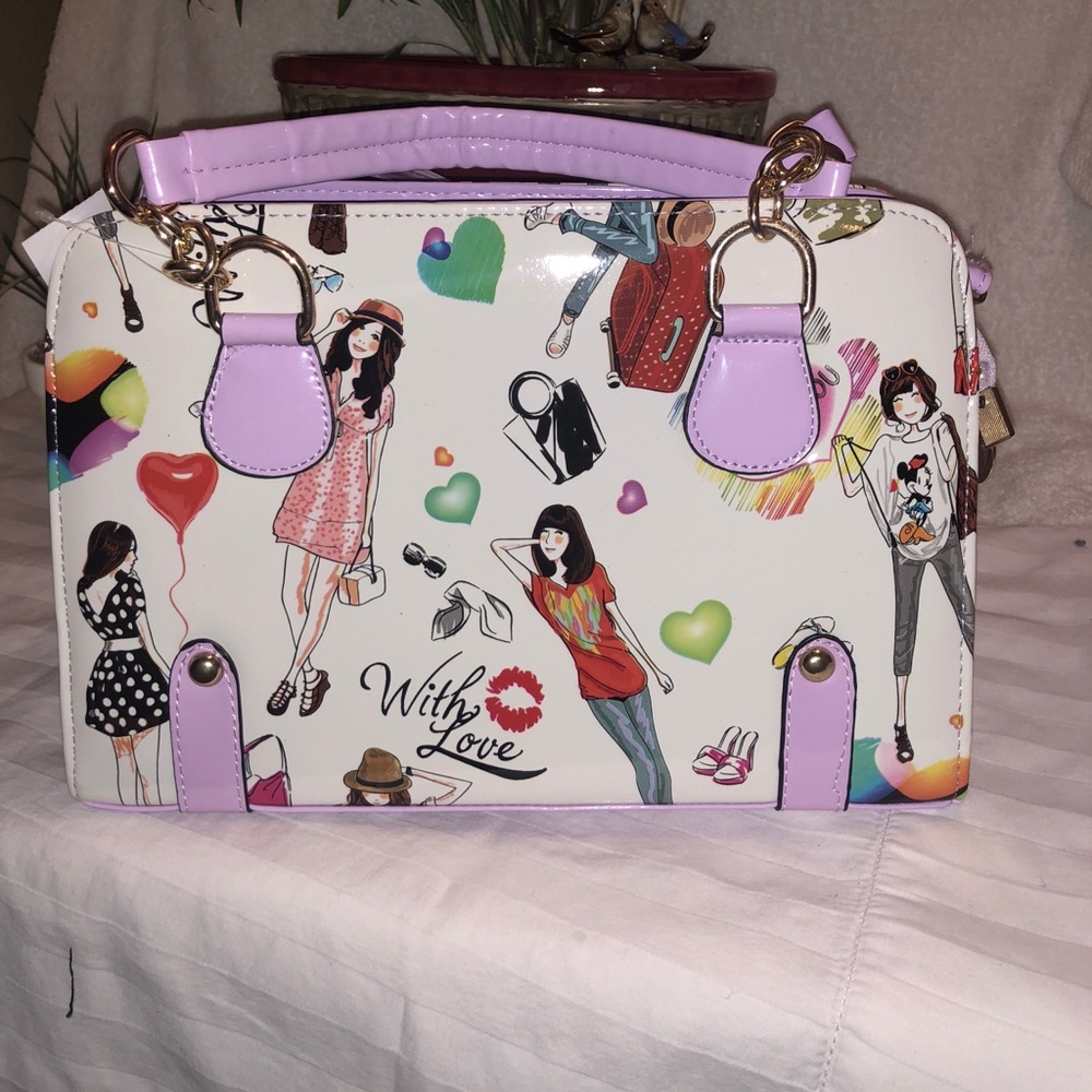 Whimsical faux patent leather handbag